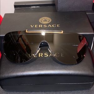 Black/Gold Versace Pilot Sunglasses